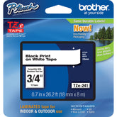 Brother TZe241 Laminated Tape for P-Touch Labelers (Black on White, 0.7" x 26.2')